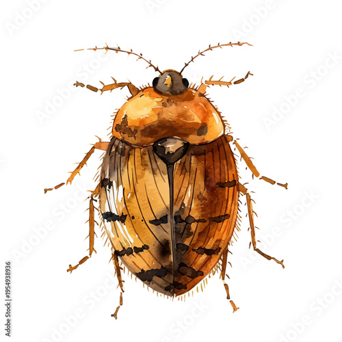 Flea, clipart watercolor vector with gentle, isolated on a white background.