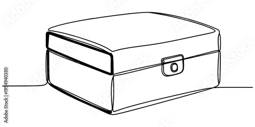 Minimalist Continuous One Line Drawing of Closed Wooden Jewelry Box