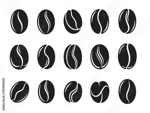 A collection of black coffee beans