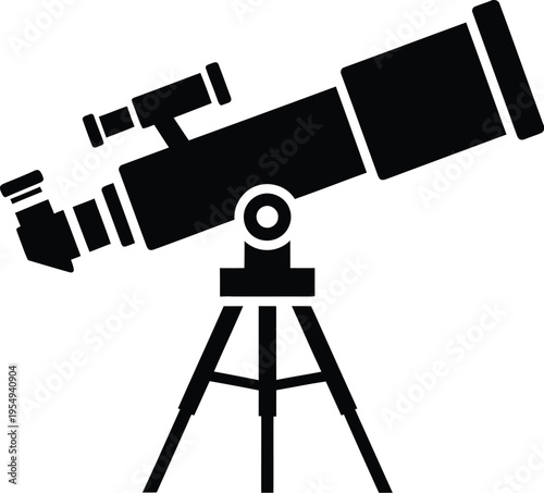 Telescope on tripod stand for stargazing and astronomy observations in science and research  astronomy equipment