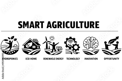 Smart Farm Banner Design with Modern Agriculture Icons