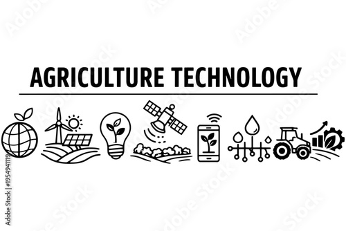 Smart Farming Icon Illustration for Web Banner Design