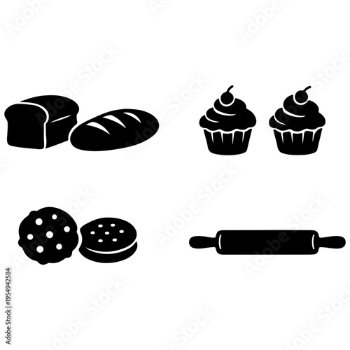 vector illustration of a set of bakery products