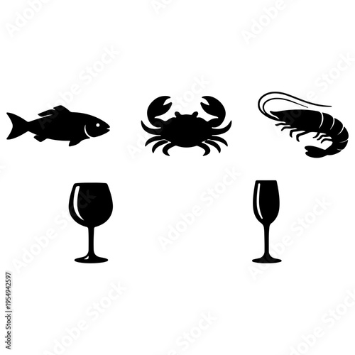 set of wine glasses and grapes