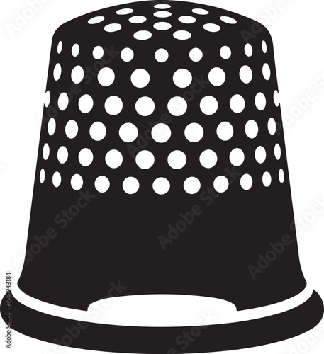 Black thimble with white dots on top isolated on transparent background