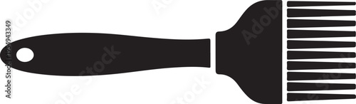 Blackpaintbrushwithhandleandbristlesforpaintingorcoloring isolated on white background