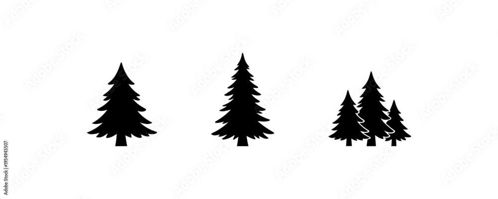 Fototapeta premium Pine tree silhouette icon set forest collection