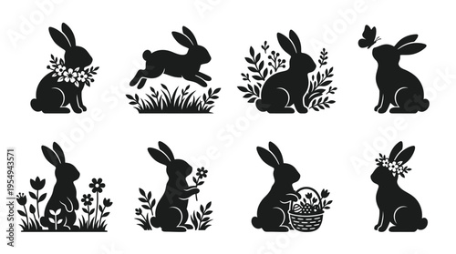 Easter Bunny Marketing Vector Icons Collection