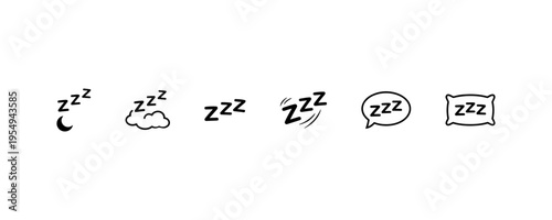 Sleep icons set snoring zzz symbol collection
