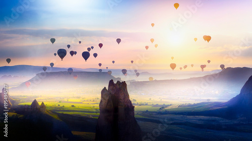 Tableau sur toile Cappadocia is a region formed 60 million years ago by the erosion of soft layers
