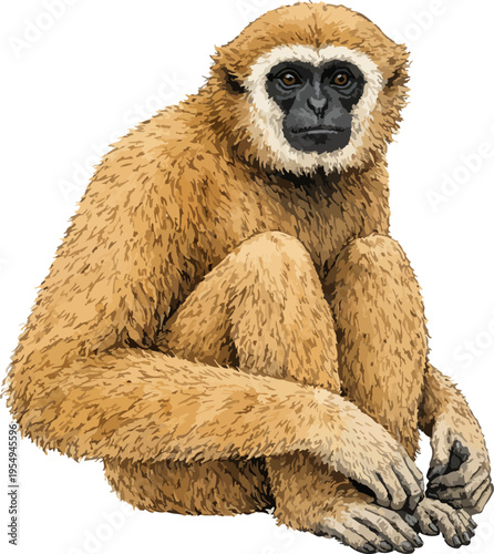 Hylobates agilis illustration art (2)