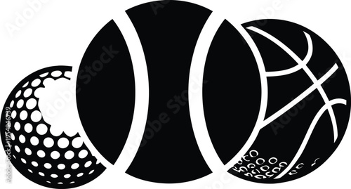 Sports Balls Vector Icons Golf Ball Basketball Baseball Tennis Ball