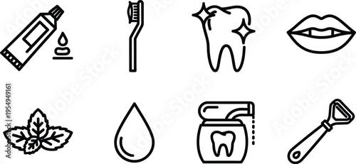 Oral hygiene and dental care icons
