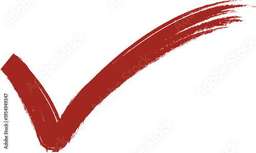 A large red check mark on a white background