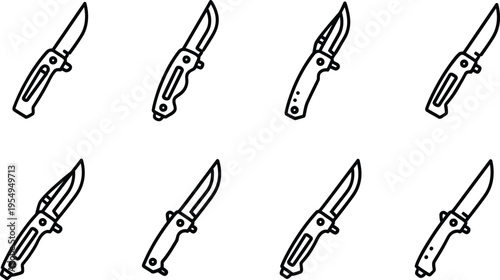 Collection of various pocket knives in different angles