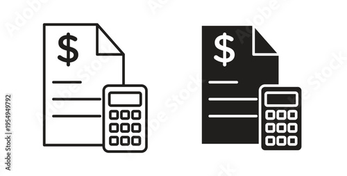 Accounting icon in black color. Vector icons on white background