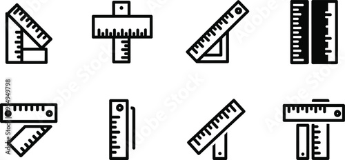Collection of various ruler and protractor icons