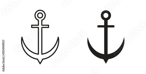 Anchor icon in black color. Vector icons on white background