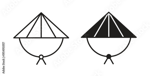 Bamboo hat icon in black color. Vector icons on white background