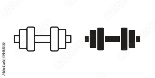 Barbell icon in black color. Vector icons on white background