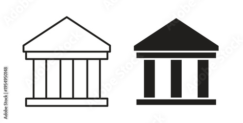 Bank icon in black color. Vector icons on white background