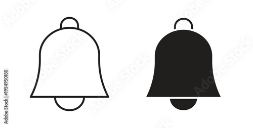 Bell icon in black color. Vector icons on white background