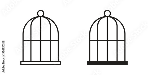 Bird cage icon in black color. Vector icons on white background