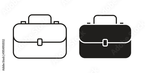 Briefcase icon in black color. Vector icons on white background
