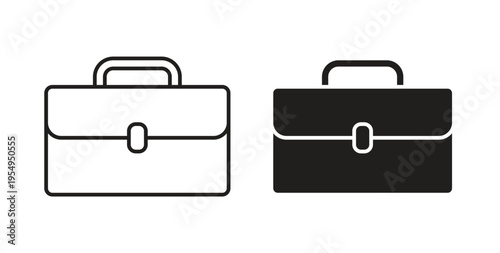 Briefcase icon in black color. Vector icons on white background