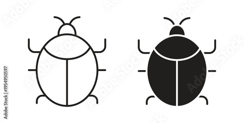 Bug icon in black color. Vector icons on white background