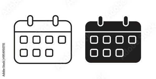 Calendar icon in black color. Vector icons on white background