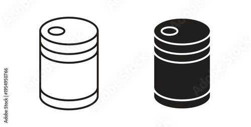 Canned food icon in black color. Vector icons on white background