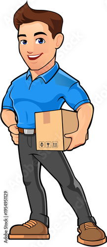 Delivery man holding a package ready to deliver the goods.