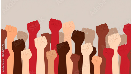 Raised Fists Symbol of Unity and Labor Day, Flat Vector Protest Hands Collection