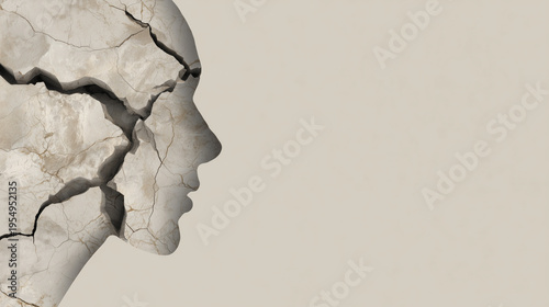 A fragmented human silhouette with hidden cracks, symbolizing unseen health threats and fragility.