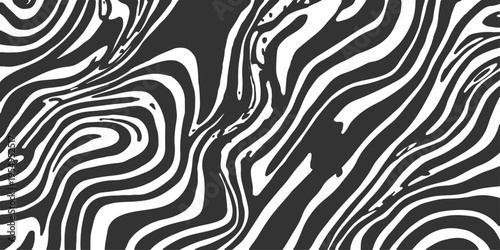 Seamless black and white zebra skin pattern featuring a striped animal texture for safari nature wallpaper and wild wildlife fabric design vector illustration