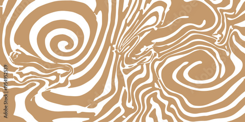 Seamless geometric vector pattern featuring abstract black and gold circles and wavy lines for a vintage ornamental wallpaper design