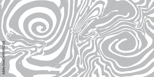 Seamless black and white abstract vector background featuring a geometric pattern of decorative lines and curved waves in a vintage floral style for a tileable wallpaper texture design