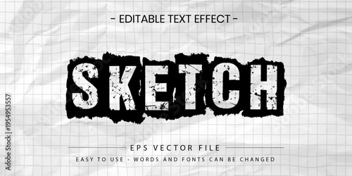 Sketch Grunge Paper Texture Text Effect Vector