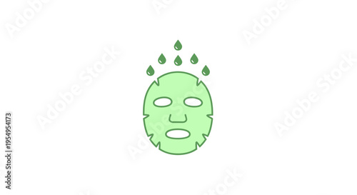 A green face mask with droplets.