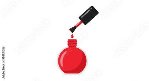 Red nail polish bottle with black cap.