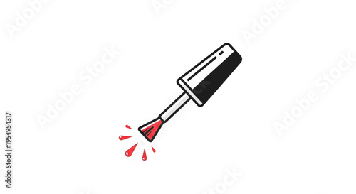 Nail Polish Brush Splattering Red Varnish, Isolated White Background