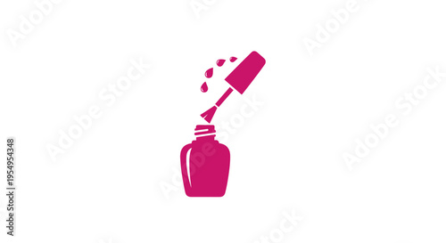 Pink nail polish bottle and brush.