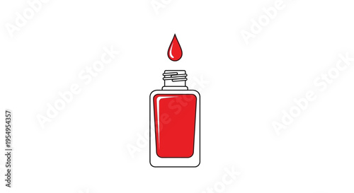 A red liquid pouring from a bottle.