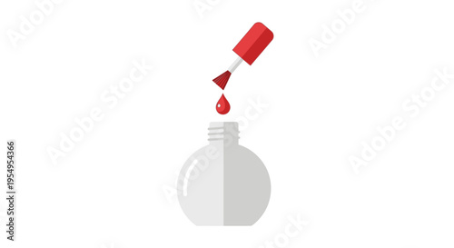 Nail polish bottle with red liquid.