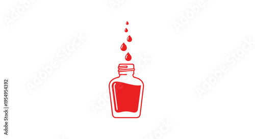 Red liquid pouring from a bottle.
