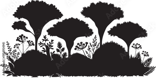 Vector illustration set of wild boar, bear, and deer silhouettes featuring black tribal tattoo art with floral nature ornaments and animal head logo design symbols