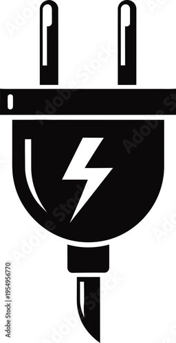 Electric plug with lightning bolt symbol