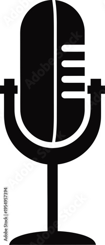 Vintage microphone icon for podcasting and broadcasting