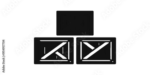 3D illustration of black and white plastic blocks forming a cube design with a mail envelope icon for business web communication and message sign symbols